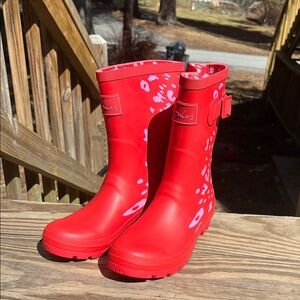 Red Rain Boots with Buckle